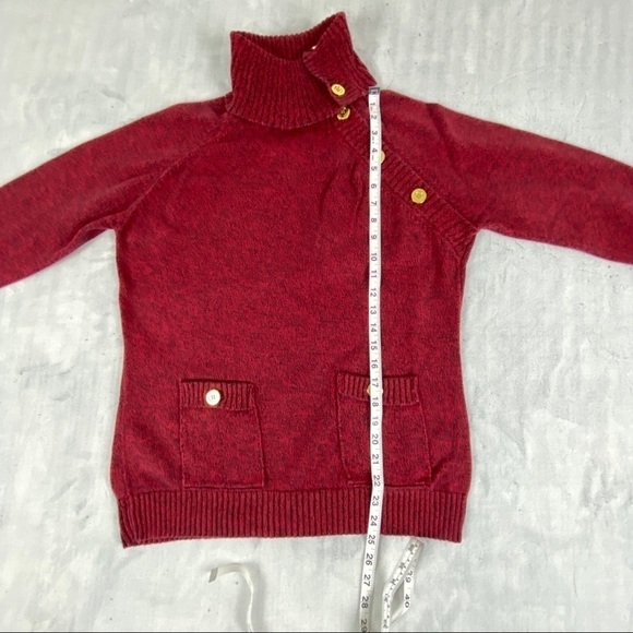 Karen Scott Button Cowl Neck Sweater Size Medium 100% Cotton Burgundy Knit - Picture 10 of 12